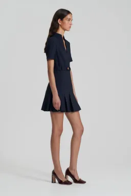 Scanlan Theodore Tailored Pleat Dress Navy Size AU 8 for rent on The Volte - image 2