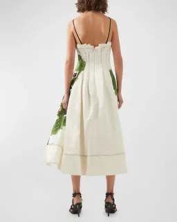 Aje Paradiso Cinched Midi Dress Native Gumnut Floral Size 8 for rent on The Volte - image 2