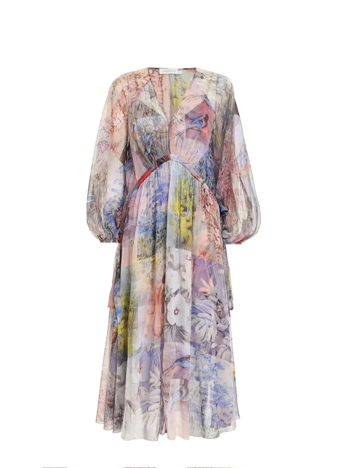 Zimmermann Luminous Tie Sides Midi Dress Multi Floral Size 2/Au 14 - Image 2