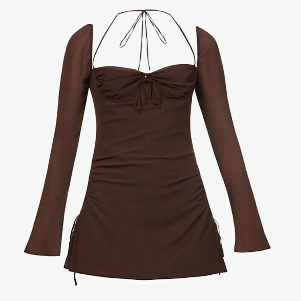 House of CB Babydoll mini Dress Brown XS / AU 6 - Image 3