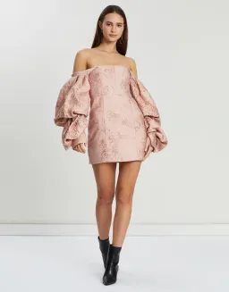 Asilio Off Shoulder With Volume Long Sleeve Dress Pink Size 8 for rent on The Volte - image 1