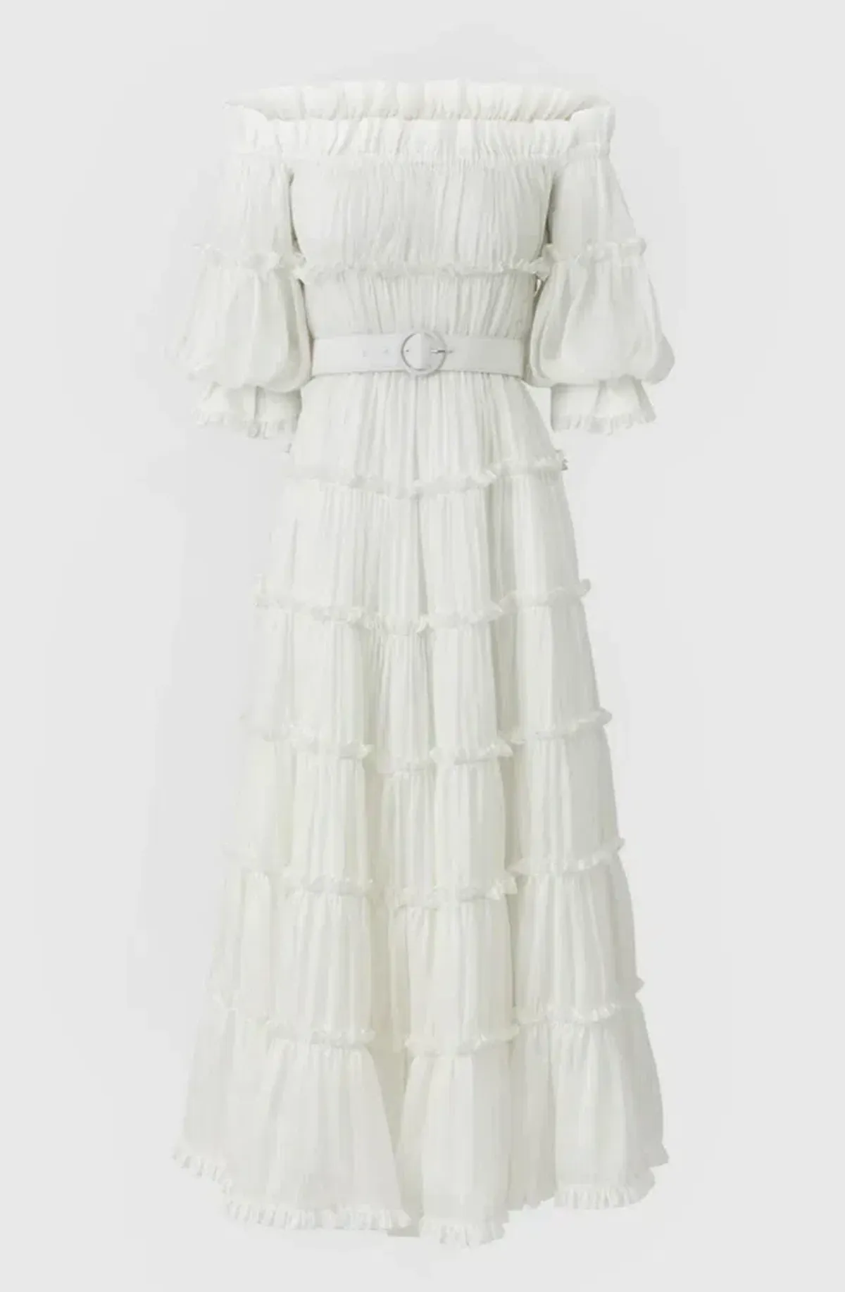 Leo Lin Luminous Silk Linen Dress in White Size AU 12  - Image 3
