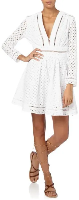 Zimmermann Ryker Lace Broderie Mini Dress White Size 0 / AU 8 for rent on The Volte - image 4