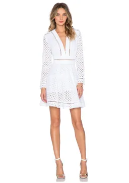 Zimmermann Ryker Lace Broderie Mini Dress White Size 0 / AU 8 for rent on The Volte - image 1