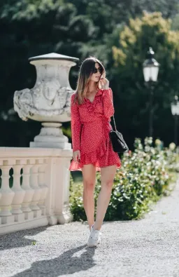 Realisation Par Alexandra Red Star Wrap Dress Red Print Size 6  for rent on The Volte - image 1