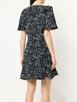 Rebecca Vallance Flores Ruffled Printed Crepe Wrap Mini Dress Navy Size 8 for rent on The Volte - image 5