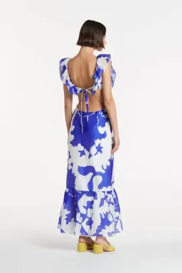 Sir the Label Vivi Frill Maxi Dress Blue Print Size 1/AU 8 for rent on The Volte - image 3
