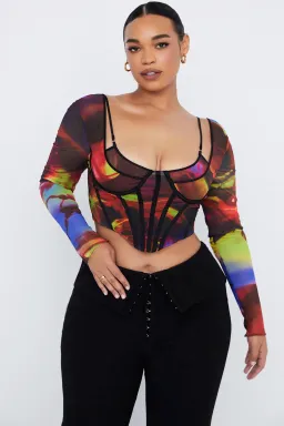 House of CB Mischa Long Sleeve Corset Print Size 12 for rent on The Volte - image 1