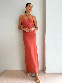 Sir the Label Nadja Midi Dress Coral Pink Size AU 6 for rent on The Volte - image 2