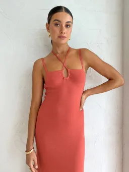Sir the Label Nadja Midi Dress Coral Pink Size AU 6 for rent on The Volte - image 3