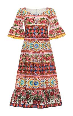 Dolce & Gabbana Bell Sleeve Mambo Midi Dress Print Size 8 for rent on The Volte - image 2