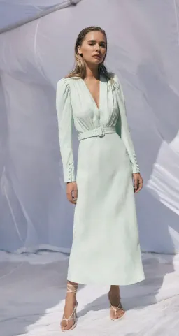 Scanlan Theodore French Jacquard Midi Dress Mint Size 10 for rent on The Volte - image 1