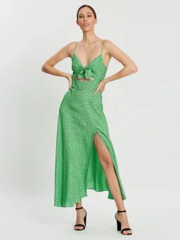 Bec & Bridge Neve Midi Dress Green/Print Size 10 for rent on The Volte - image 1