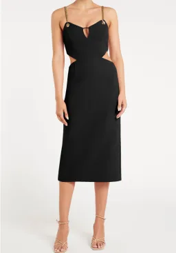 Rebecca Vallance Dulce Amore Midi Dress Black Size 6  for rent on The Volte - image 1
