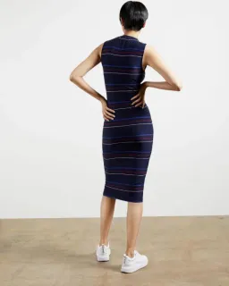 Ted Baker Erlo Striped Sleeveless Midi Dress In Navy In Size 1/Au 8 for rent on The Volte - image 3