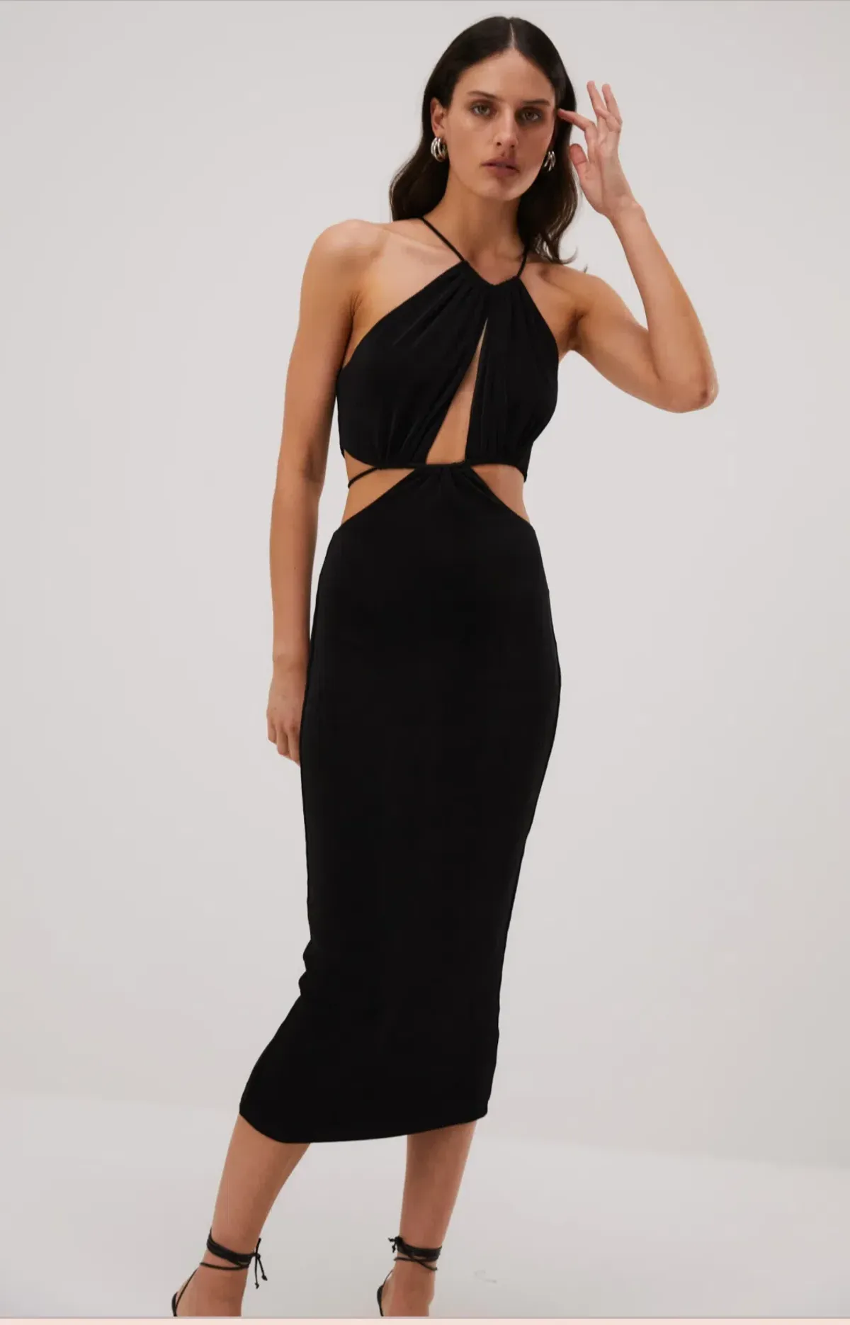 Misha Zeke Slinky Jersey Midi Dress Black Size 8 - Image 3