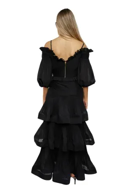 Zimmermann Pleated Off Shoulder Top and Pleated Ruffle Tier Skirt Set Black Size 2/ 12 for rent on The Volte - image 3