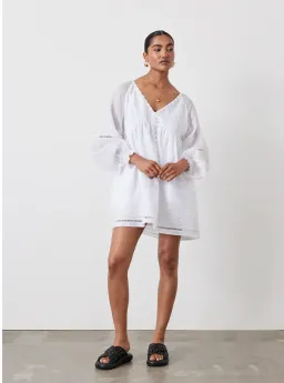 Joslin Lilian Linen Ramie Mini Smock Dress White Size 14 for rent on The Volte - image 1