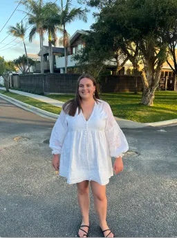 Joslin Lilian Linen Ramie Mini Smock Dress White Size 14 for rent on The Volte - image 3