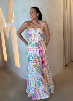 Rebecca Vallance Le Mur Rose Maxi Dress Multicolored Size AU 8 for rent on The Volte - image 1