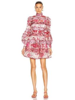 Zimmermann Wavelength Spliced Mini Dress Pink Ikat Size 0P / AU 6 for rent on The Volte - image 3
