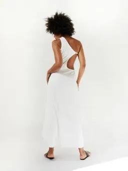 Christopher Esber Ribbed One Shoulder Dress White Size 6 for rent on The Volte - image 3