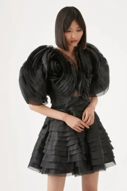 Aje Amour Ruffle Mini Dress Black Size 12 / L for rent on The Volte - image 4
