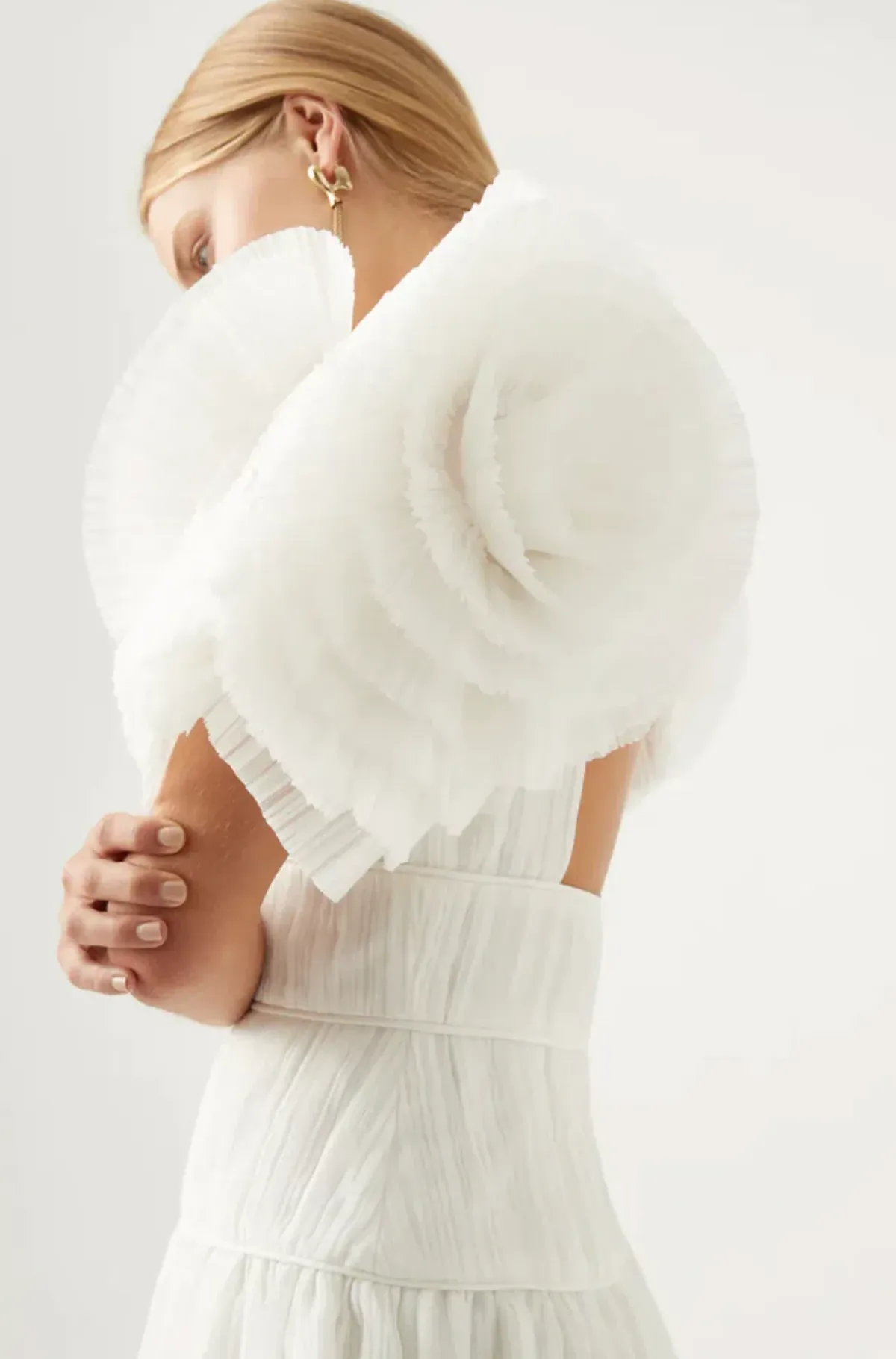 Aje Expressive Pleated Maxi Dress Ivory Size 8 / S - Image 4