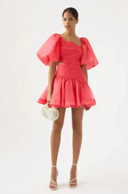 Aje Joan Puff Sleeve Mini Dress Pink Size 10 / M for rent on The Volte - image 1