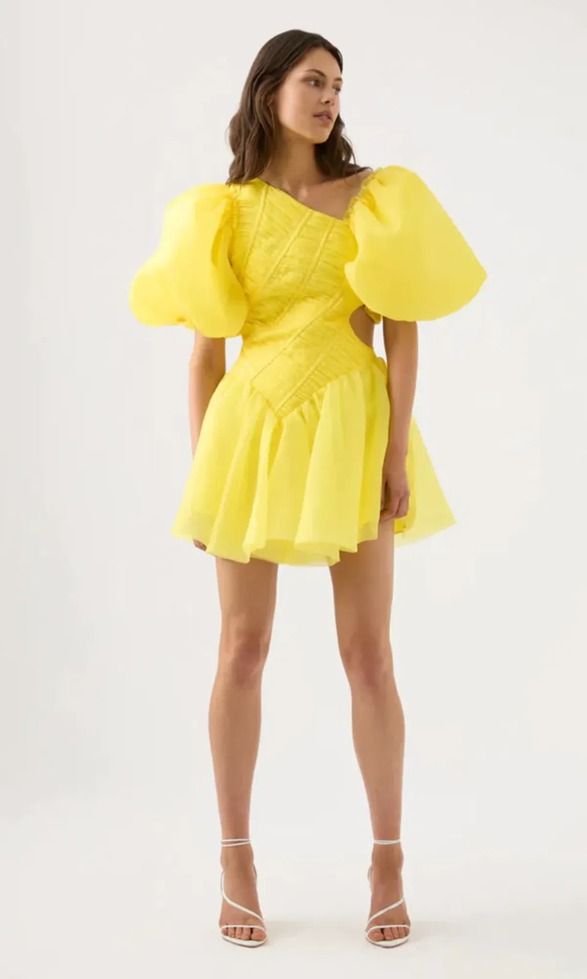 Aje Dawn Ruched Mini Dress Yellow Size 6 / XS - Image 1