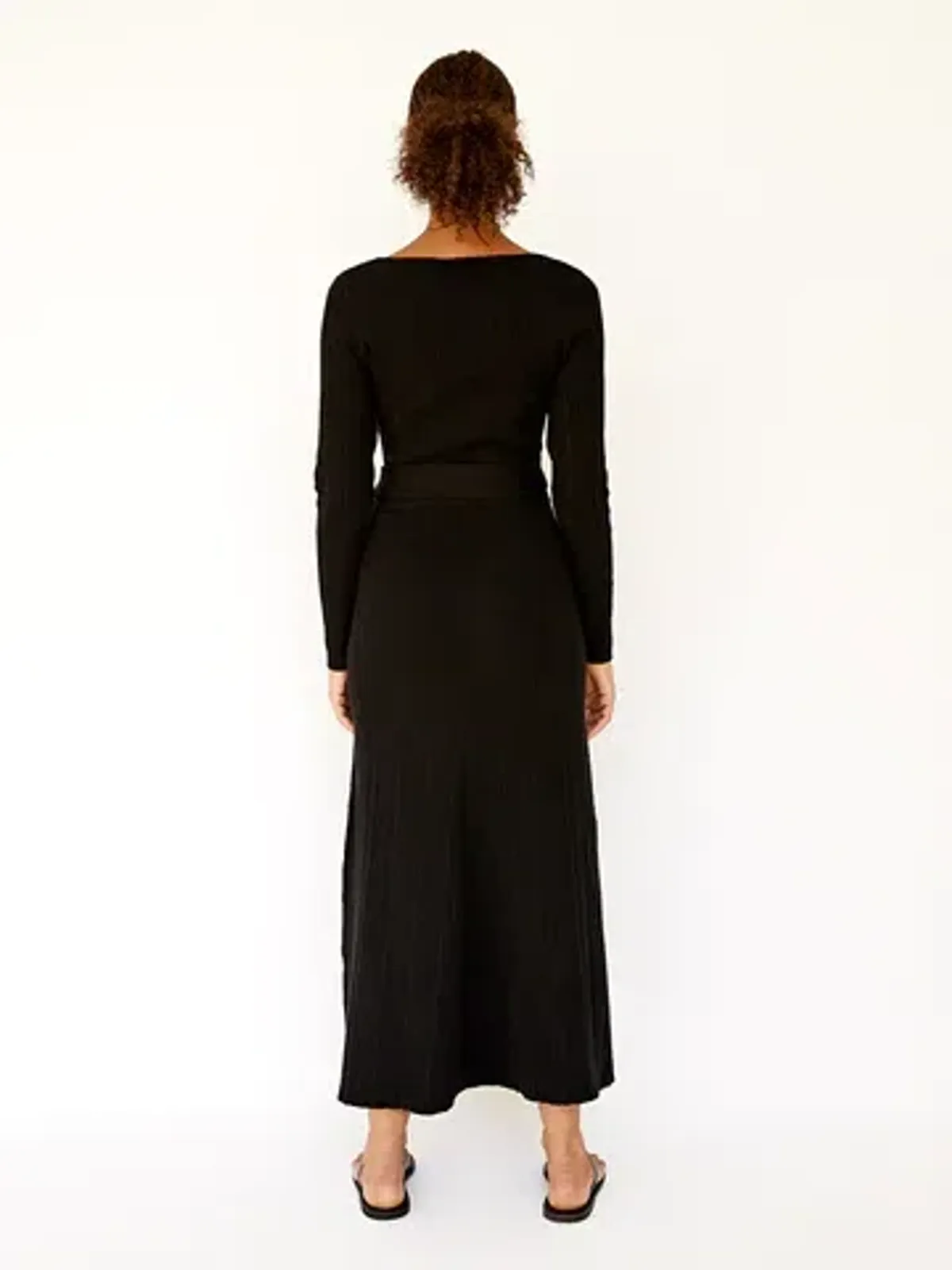 Anna Quan Jacquelin Ribbed Long Sleeve Midi Dress in Black / Raven Size 6 - Image 2