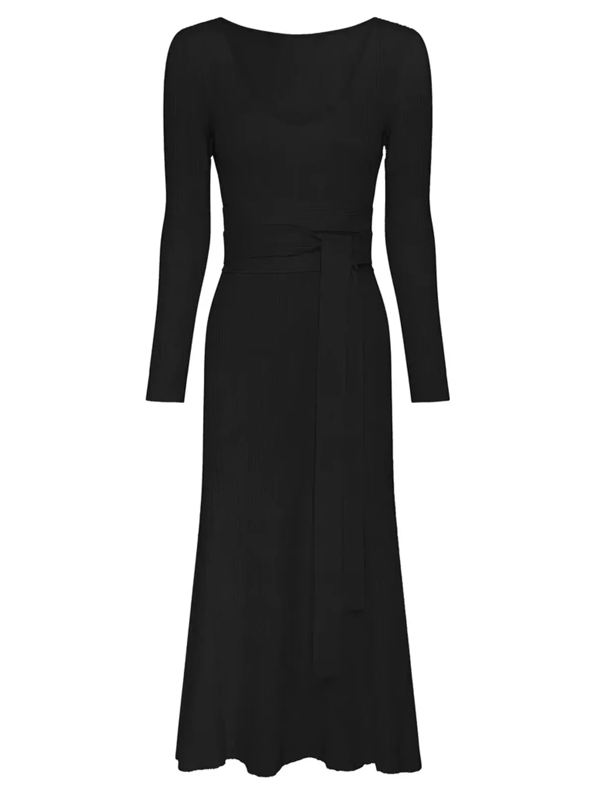 Anna Quan Jacquelin Ribbed Long Sleeve Midi Dress in Black / Raven Size 6 - Image 3