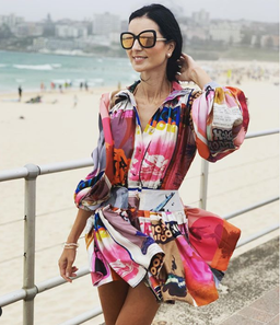 Zimmermann Wavelength Long Sleeve Mini Dress Pink Poster Print Size 0P / Au 6 for rent on The Volte - image 4