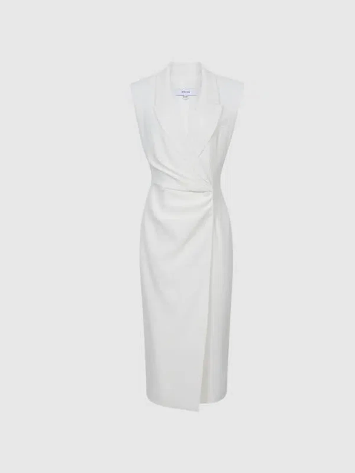 Reiss Cecile Tuxedo Midi Dress White Size AU 8 - Image 4