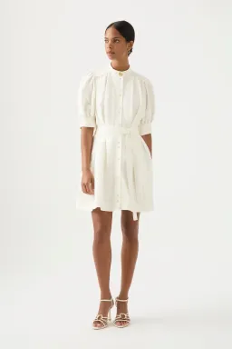 Aje Eden Box Pleat Mini Dress White Size AU 10  for rent on The Volte - image 1