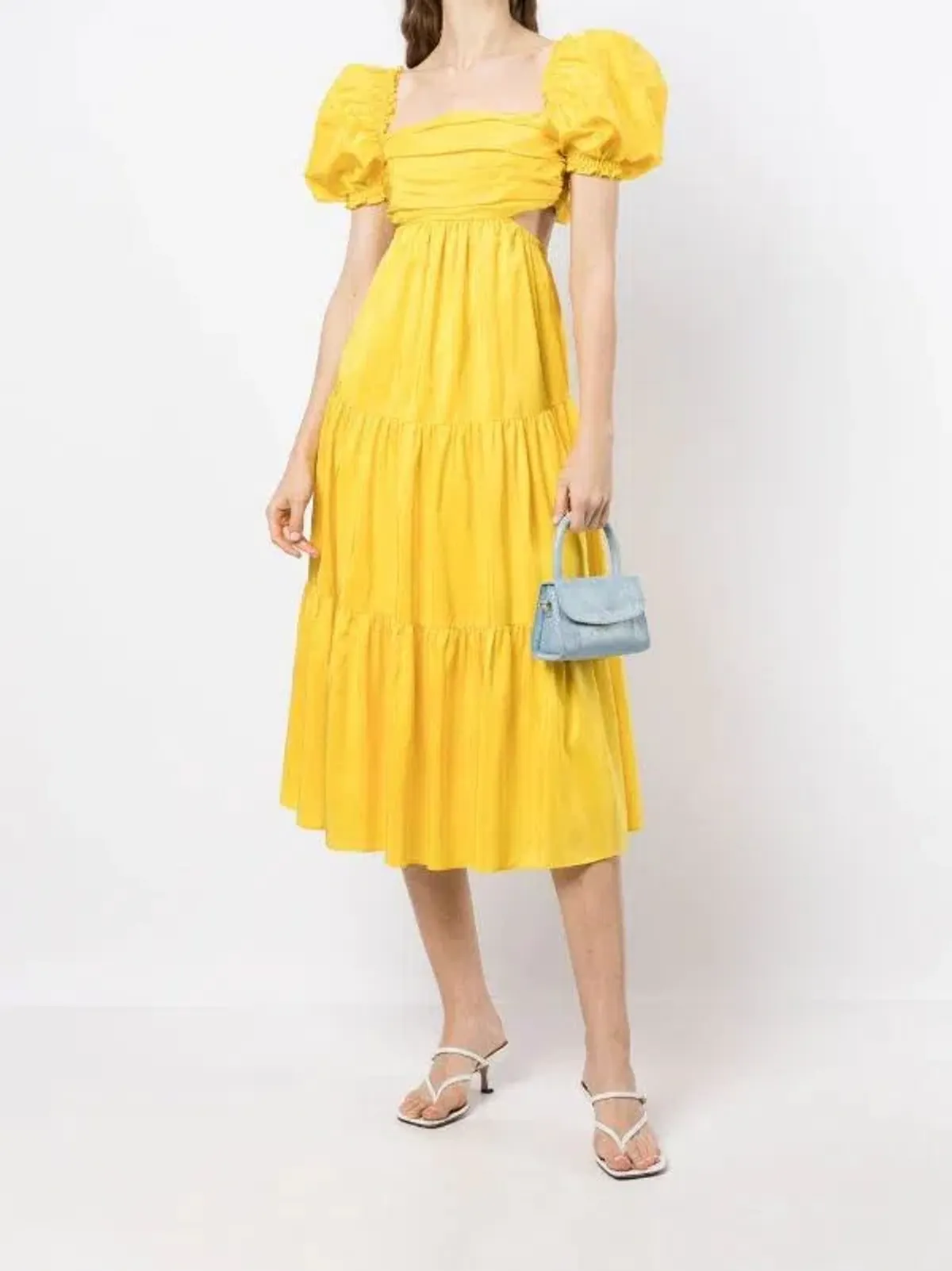 Rebecca Vallance Izzy Midi Dress Yellow Size AU 10 - Image 3