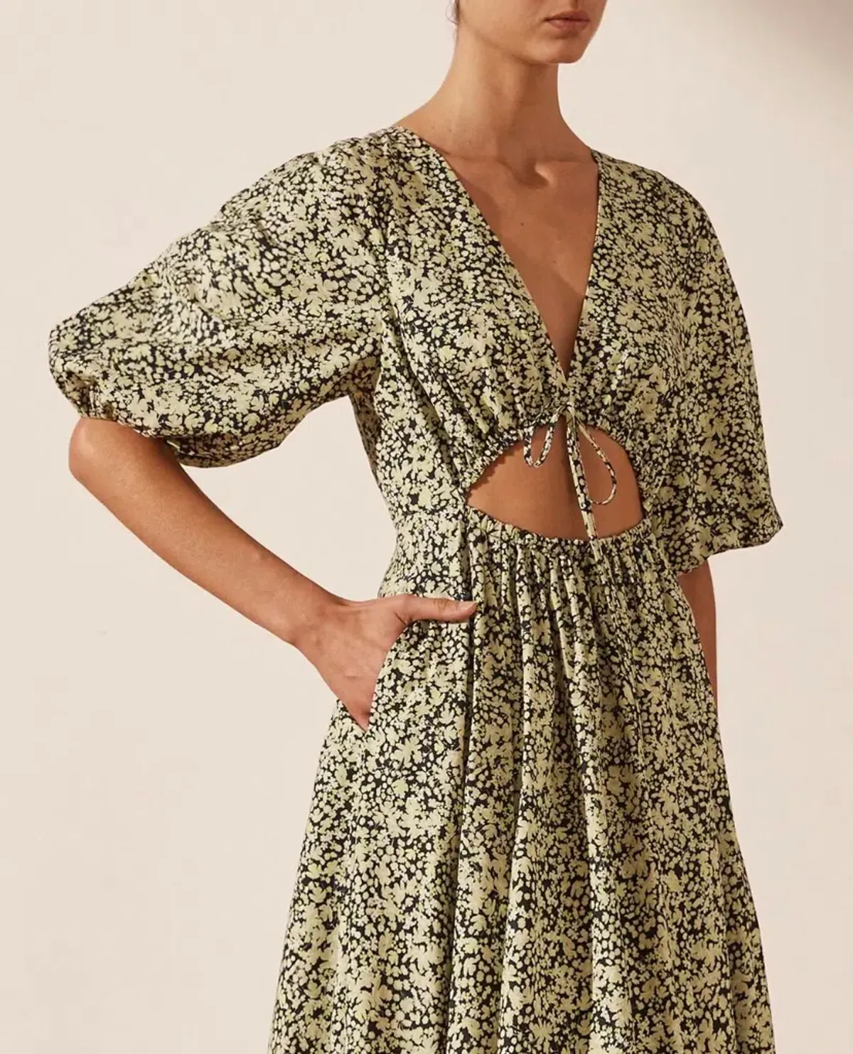 Shona Joy Tracey Short Sleeve Cut Out Midi Dress Tracey Print Size 14 - Image 4