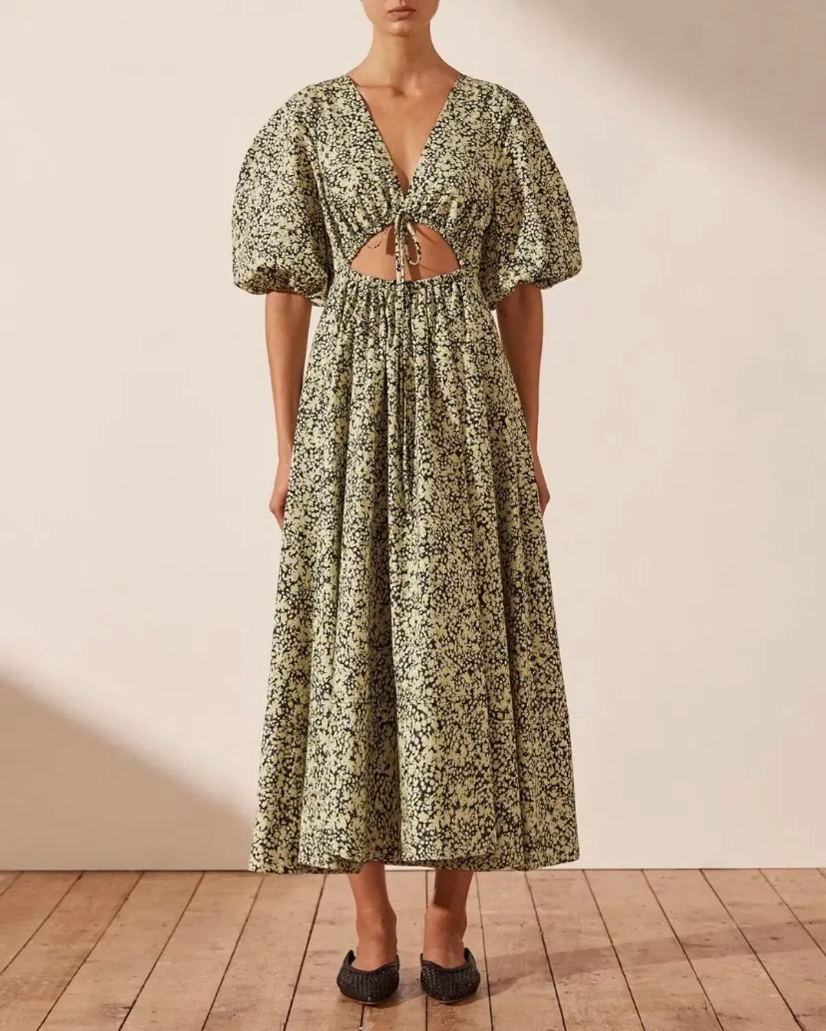 Shona Joy Tracey Short Sleeve Cut Out Midi Dress Tracey Print Size 14 - Image 1