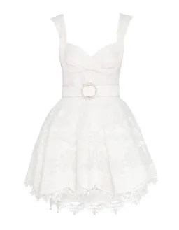 Zimmermann High Tide Embroidered Mesh Mini Dress Ivory Size 1 / Au 10 for rent on The Volte - image 4