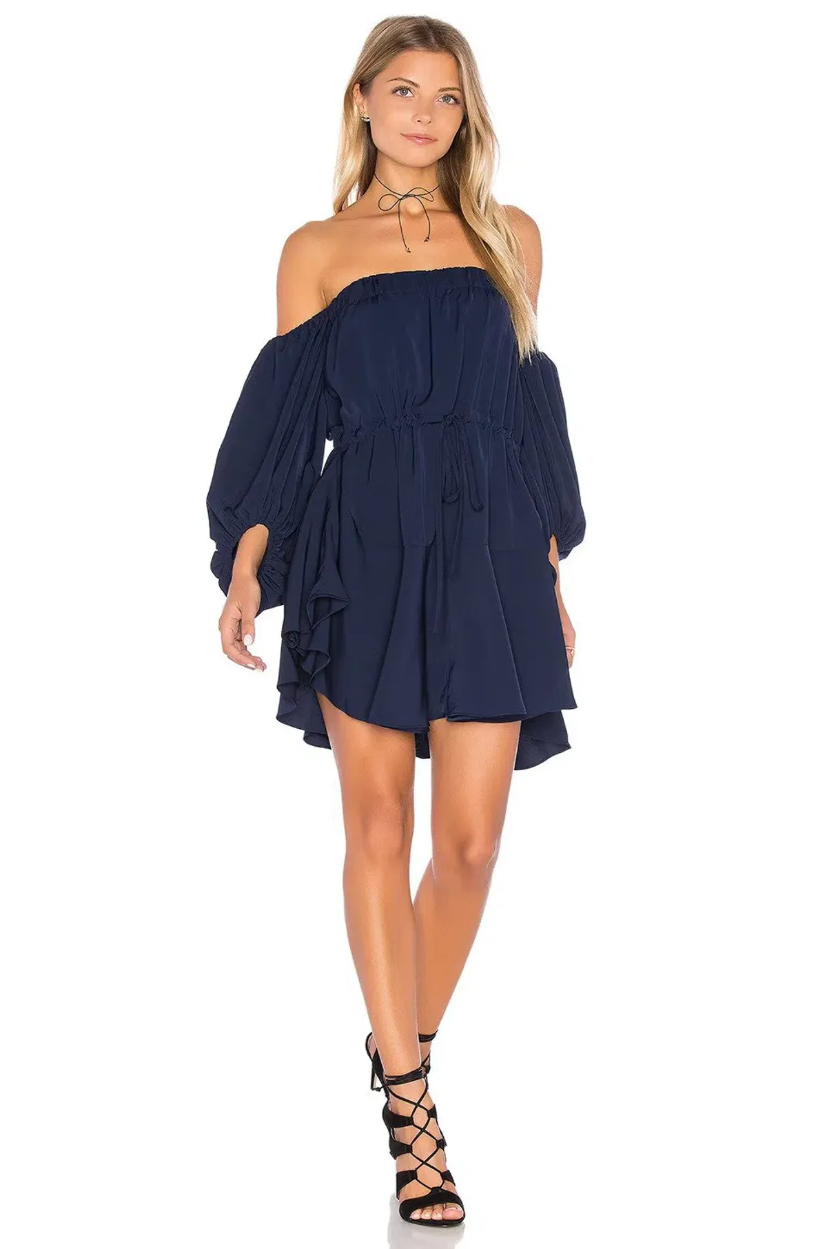 Shona Joy Leticia Core Off Shoulder Mini Dress Navy Size 6 - Image 1