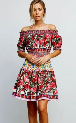 Stylekeepers Wild Flowers Off The Shoulder Mini Dress Multi Floral Size S / AU 8 for rent on The Volte - image 1