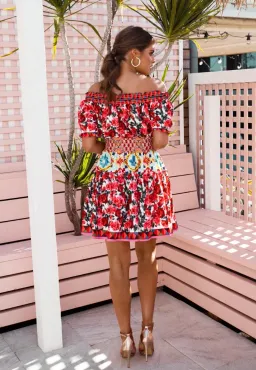 Stylekeepers Wild Flowers Off The Shoulder Mini Dress Multi Floral Size S / AU 8 for rent on The Volte - image 3