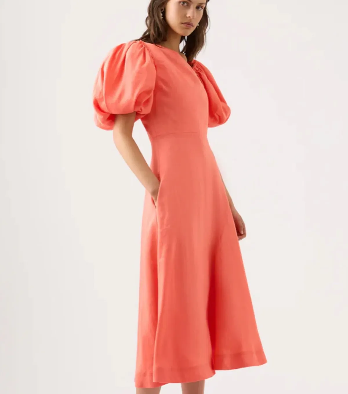 Aje Maia Midi Dress Coral Size 6 / XS - Image 2