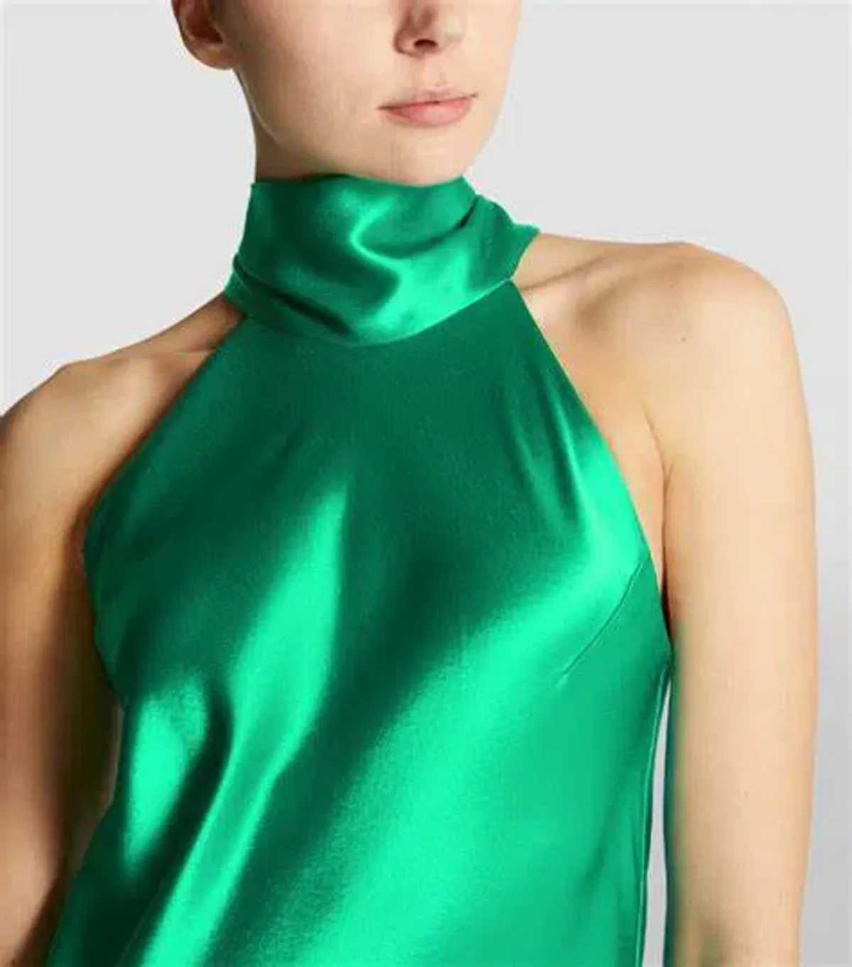 Galvan London Sienna Silk Satin Halter Neck Gown Emerald Green Size 8 - Image 2