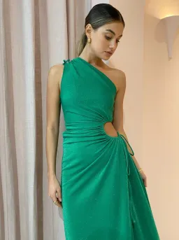 Sonya Moda Nour Maxi Dress in Forest Green Shimmer Size 6 / XS for rent on The Volte - image 4
