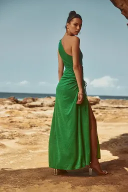 Sonya Moda Nour Maxi Dress in Forest Green Shimmer Size 6 / XS for rent on The Volte - image 6