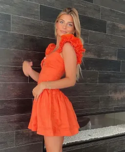 Aje Simone Frill Sleeve Mini Dress Orange Size 6 / XS for rent on The Volte - image 5