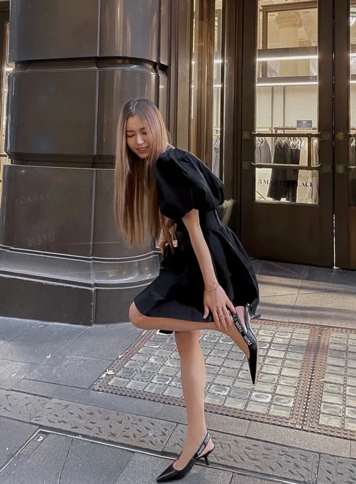 Aje Gianna Puff Sleeve Mini Dress Black Size 8 - Image 5