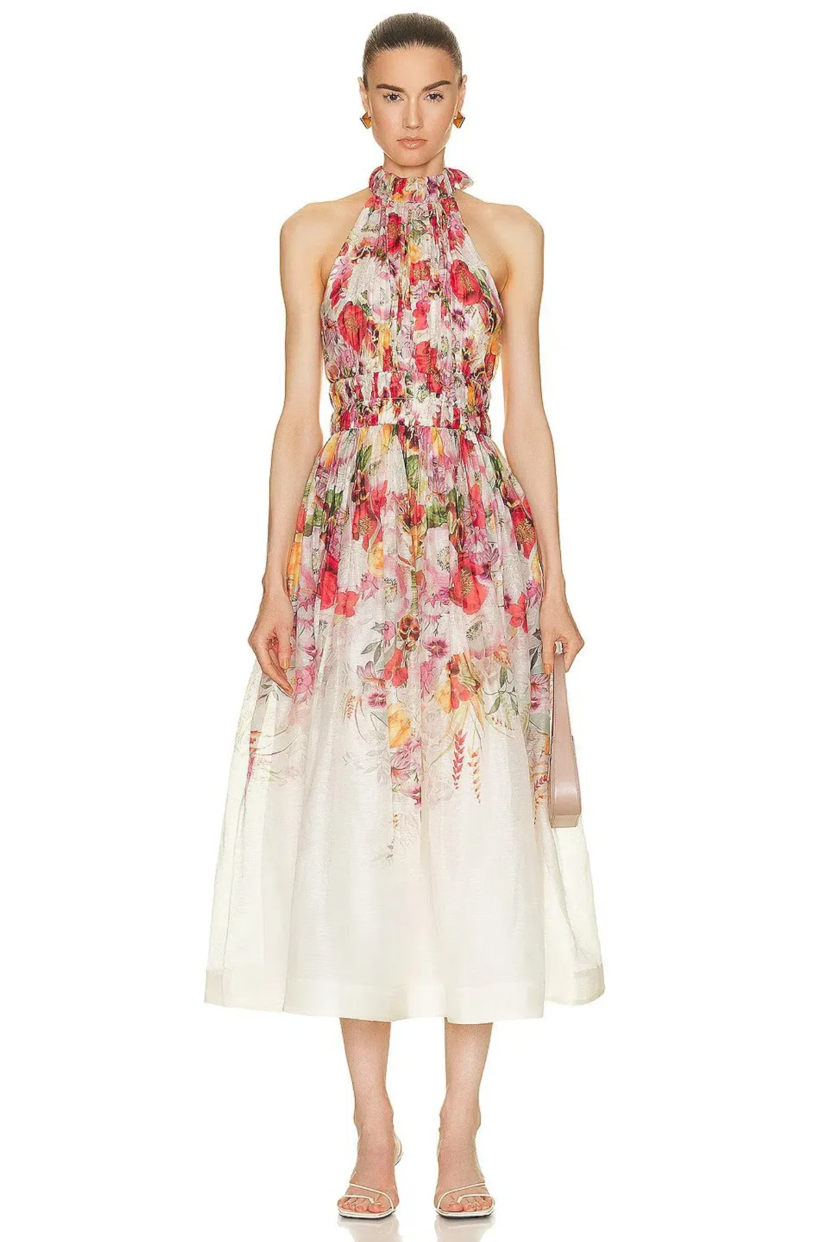 Zimmermann The Wonderland Halter Dress in Elka Poppy Ivory Print Size 1 /Au 10 - Image 1