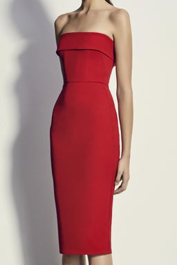 Alex Perry Elsie Red Stretch Strapless Cuff Red Size 6 for rent on The Volte - image 2